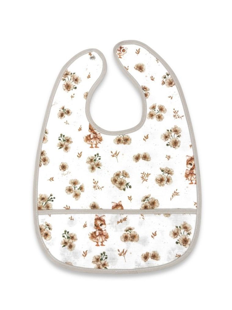 MimiNu, Kaczuszki, śliniak wodoodporny z kieszonką, beż