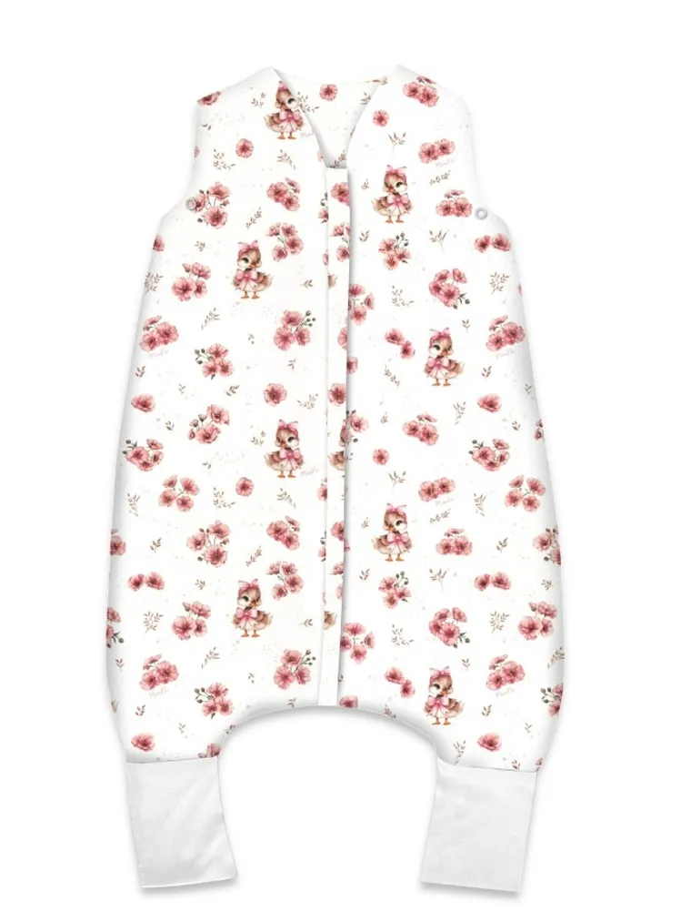 MimiNu, Kaczuszki, śpiworek do spania z nogawkami, pudrowy róż, letni, TOG 0.5, rozmiar S, 1-2.5 l