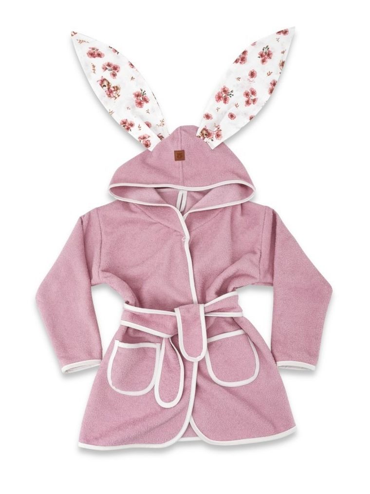 MimiNu, Kaczuszki, szlafrok termofrotte, pudrowy róż, rozmiar 86