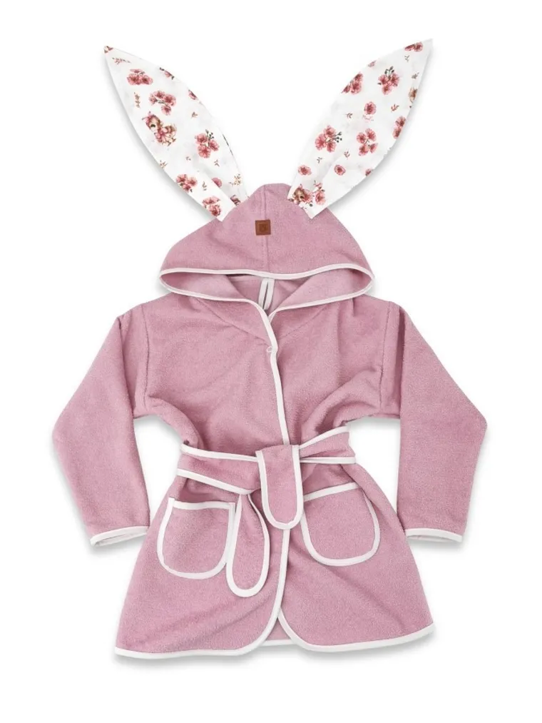 MimiNu, Kaczuszki, szlafrok termofrotte, pudrowy róż, rozmiar 98-104