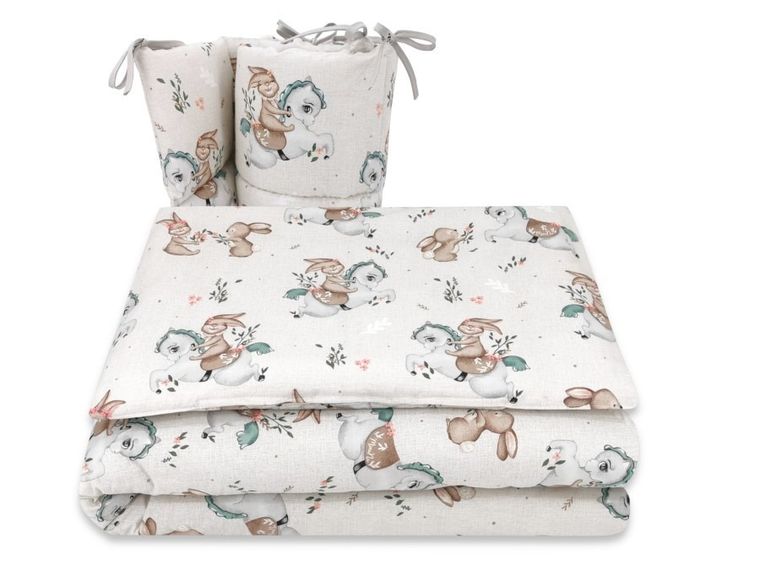 MimiNu, Karuzela, 3-częściowy komplet pościeli, 120-90 cm