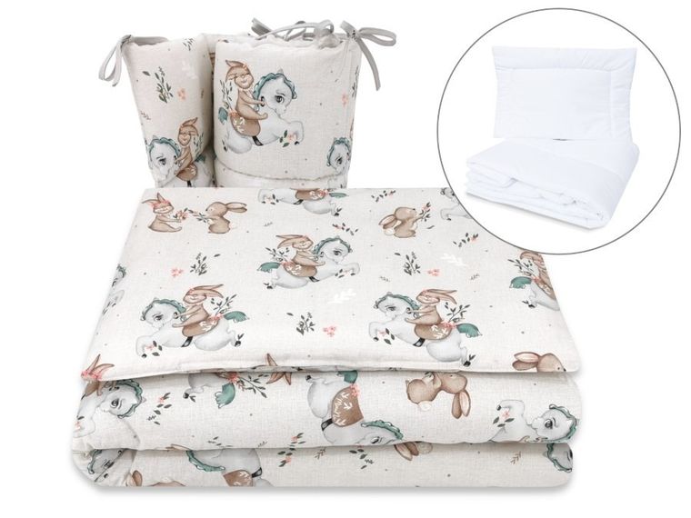 MimiNu, Karuzela, 5-częściowy komplet pościeli, 120-90 cm