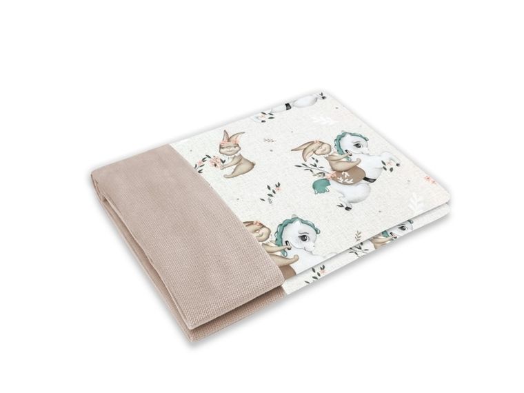 MimiNu, Karuzela, kocyk, velvet niepikowany, beż/róż, 75-100 cm