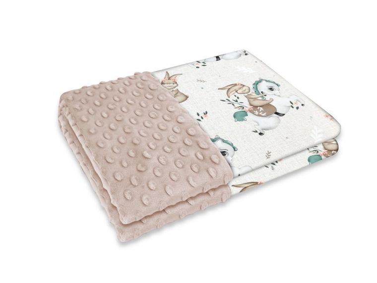 MimiNu, Karuzela, lekki kocyk dziecięcy, minky, beż, 60-70 cm