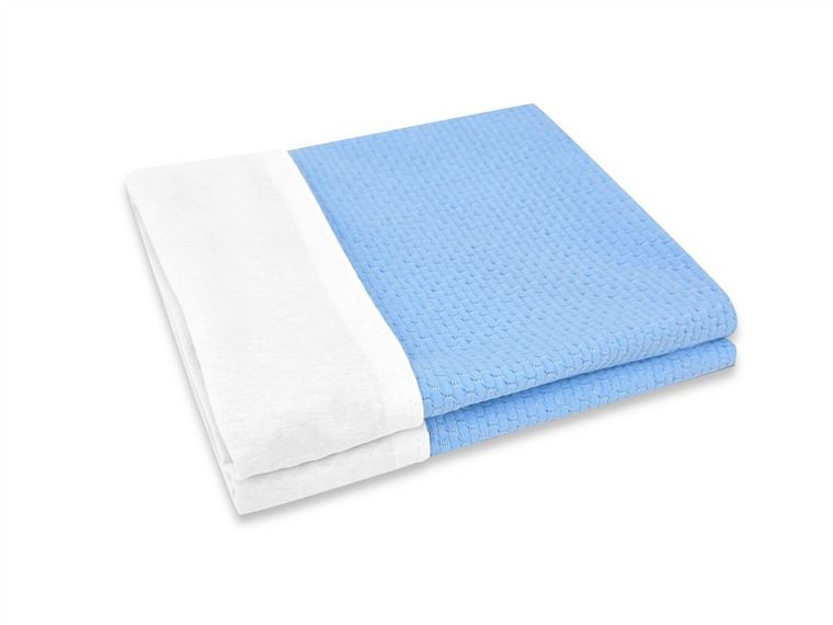 MimiNu, kocyk bawełniany, interlock żakardowy+jersey, błękit, 70-100 cm