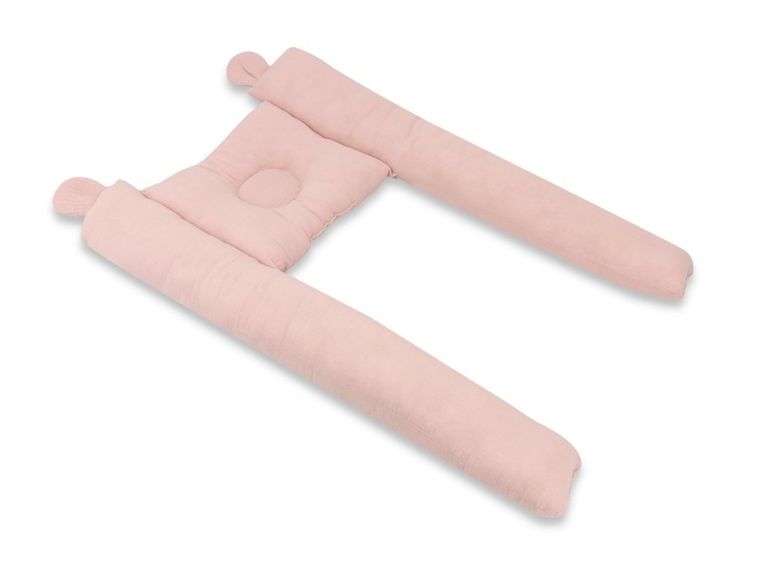 MimiNu, kokon, muślinowa poduszka ergonomiczna, pudrowy róż