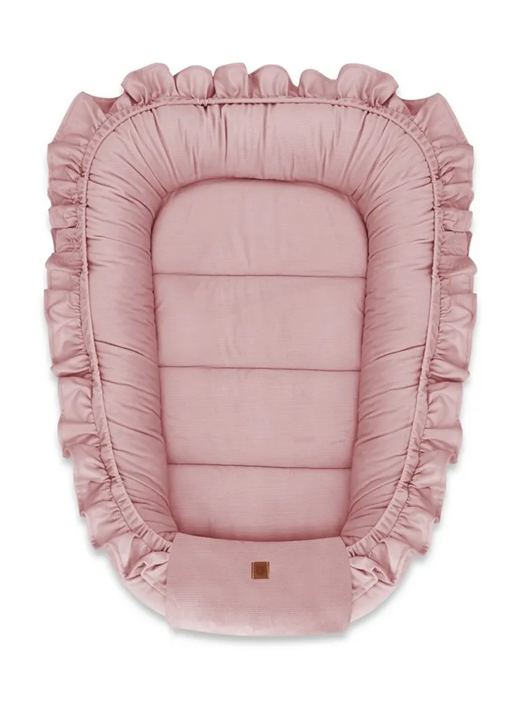 MimiNu, kokon niemowlęcy z falbanką, velvet malina, 55-75 cm