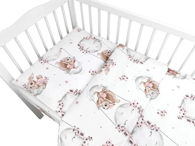 MimiNu, Lili, 2-częściowy komplet pościeli, pudrowy róż, 135-100 cm