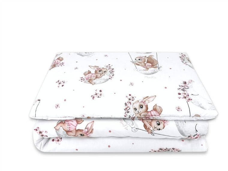 MimiNu, Lili, 2-częściowy komplet pościeli z wypełnieniem, pudrowy róż, 120-90 cm