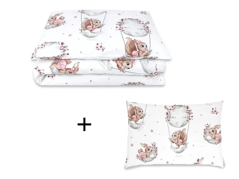 MimiNu, Lili, 3-częściowy komplet pościeli, pudrowy róż, 120-90 cm