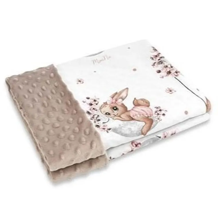 MimiNu, Lili, kocyk, minky, pudrowy róż, beż, 75-100 cm