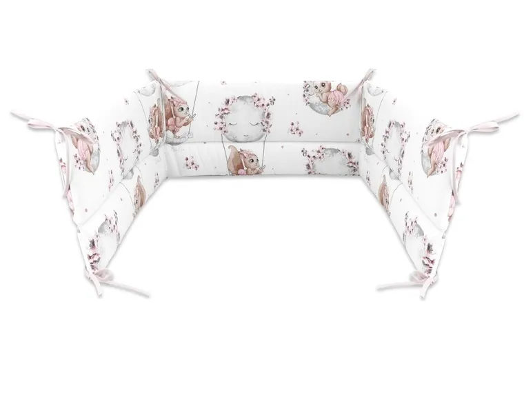 MimiNu, Lili, ochraniacz do łóżeczka mocowany na troczki, pudrowy róż, 180 cm