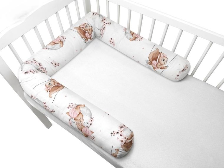 MimiNu, Lili, ochraniacz do łóżeczka, wałek, pudrowy róż, 180 cm