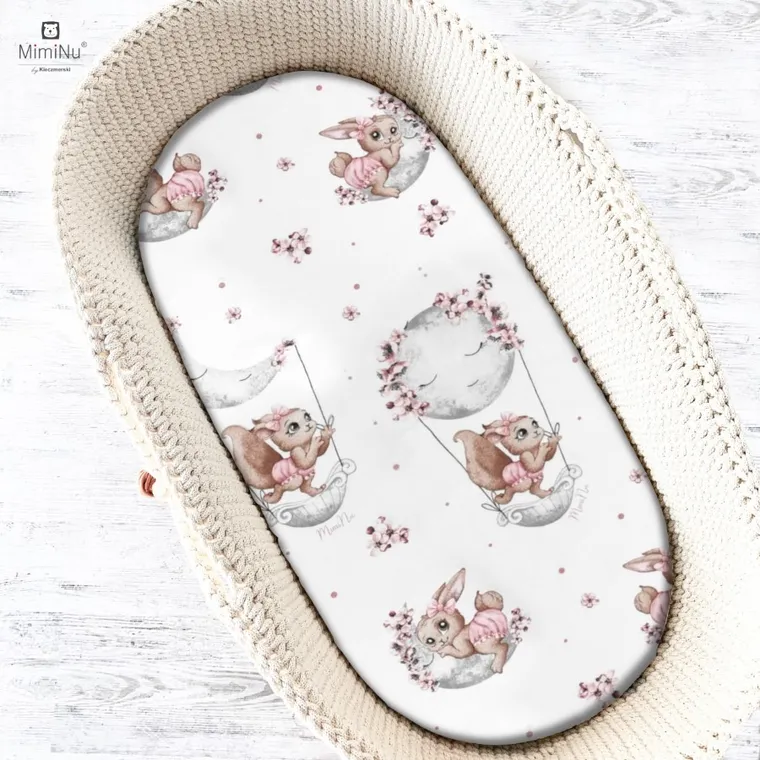 MimiNu, Lili, prześcieradło do wózka, pudrowy róż, 80-35 cm