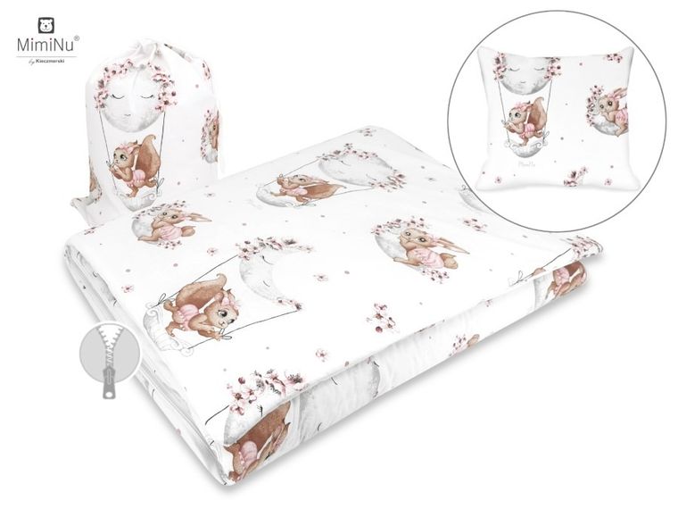 MimiNu, Lili, śpiworek od niemowlaka do przedszkolaka z woreczkiem + poduszka z poszewką na suwak, pudrowy róż