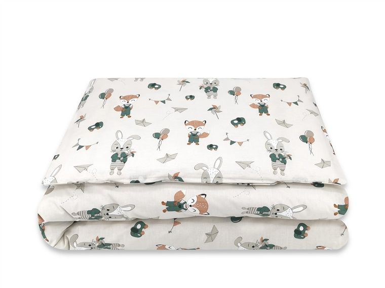 MimiNu, Lis i Królik, 2-częściowy komplet pościeli bawełnianej, beż, 100-135 cm