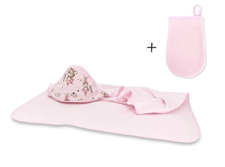 MimiNu, Little Ballerina, okrycie kąpielowe, termofrotte + myjka, róż