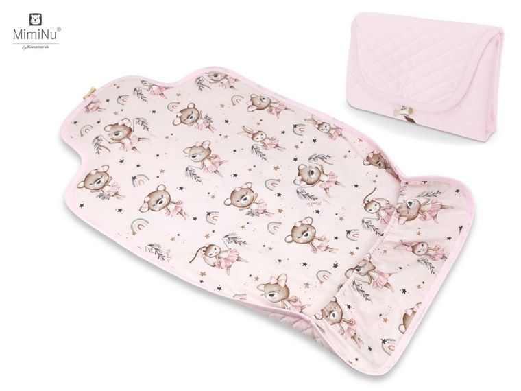 MimiNu, Little Ballerina, przewijak turystyczny, velvet pikowany, róż