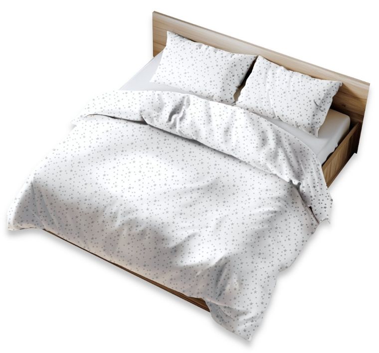 MimiNu, Mini gwiazdki szare, 3-częściowy komplet pościeli, 160-200 cm + 70-80 cm