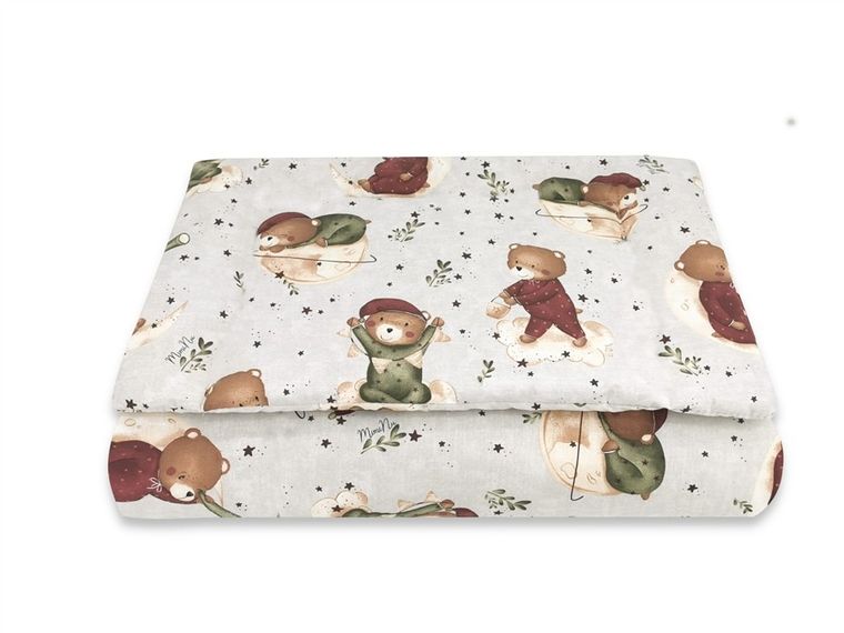 MimiNu, Miś na Księżycu, 2-częściowy komplet pościeli z wypełnieniem, beż, 120-90 cm