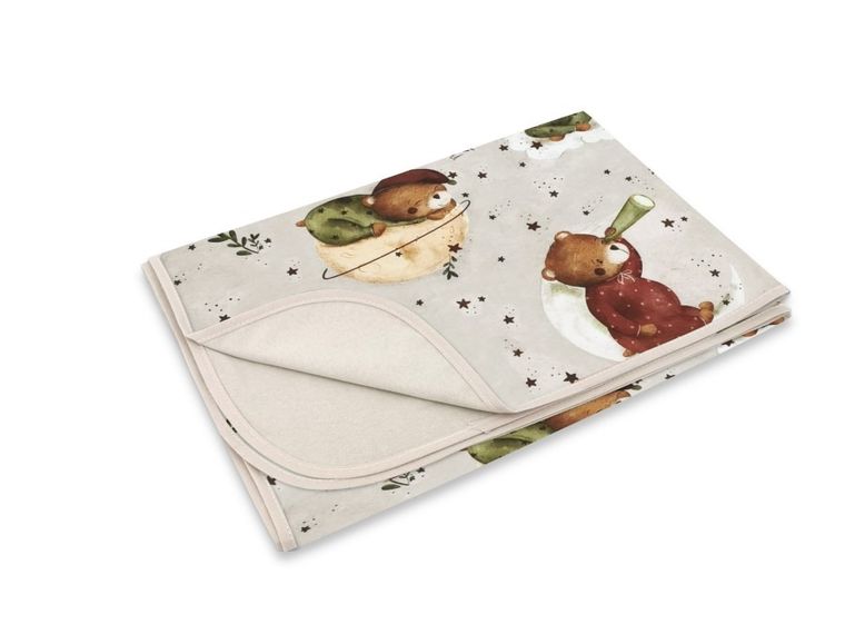 MimiNu, Miś na Księżycu, kocyk, jersey, beż, 75-100 cm