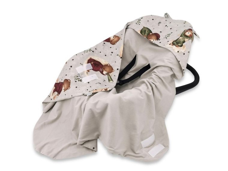 MimiNu, Miś na Księżycu, otulak, śpiworek letni do fotelika, jersey, beż, 90-90 cm