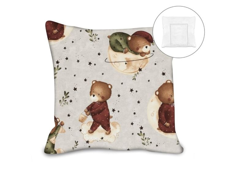 MimiNu, Miś na Księżycu, poduszka z poszewką, 40-40 cm