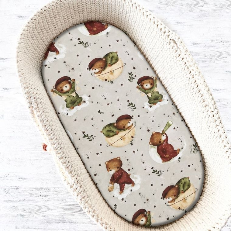 MimiNu, Miś na Księżycu, prześcieradło do kołyski, 40-90 cm