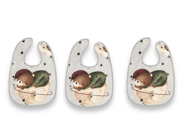 MimiNu, Miś na Księżycu, śliniak niemowlęcy, wodoodporny, na zapinkę, 3 szt.
