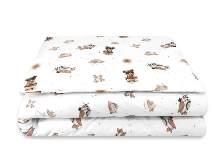 MimiNu, Misie, 2-częściowy komplet pościeli, beż, 135-100 cm