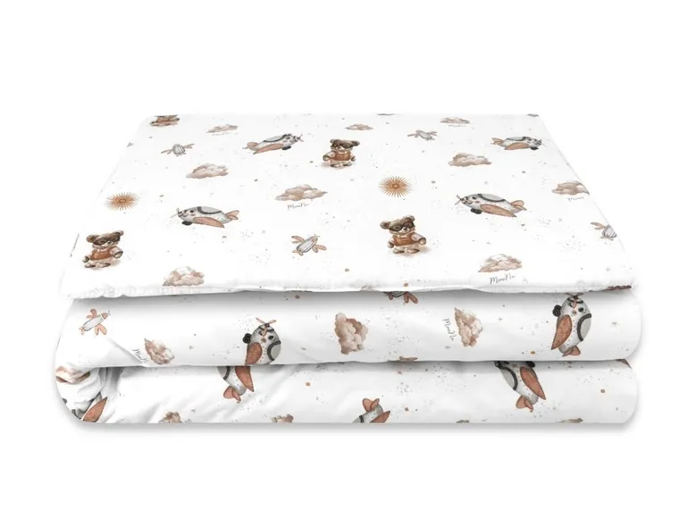 MimiNu, Misie, 2-częściowy komplet pościeli z wypełnieniem, beż, 135-100 cm