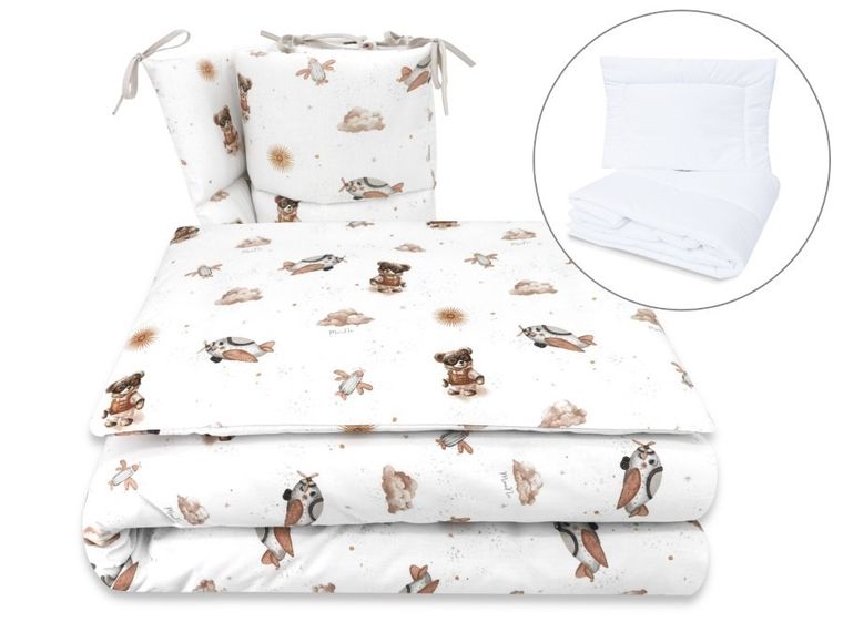 MimiNu, Misie, 5-częściowy komplet pościeli, beż, 135-100 cm