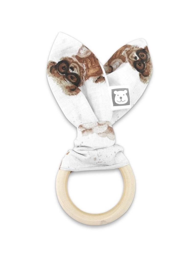 MimiNu, Misie, gryzak bawełniany, beż, 16-12 cm