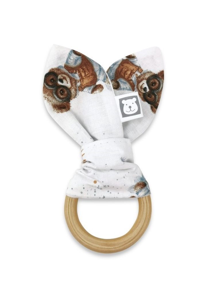 MimiNu, Misie, gryzak bawełniany, błękit, 16-12 cm