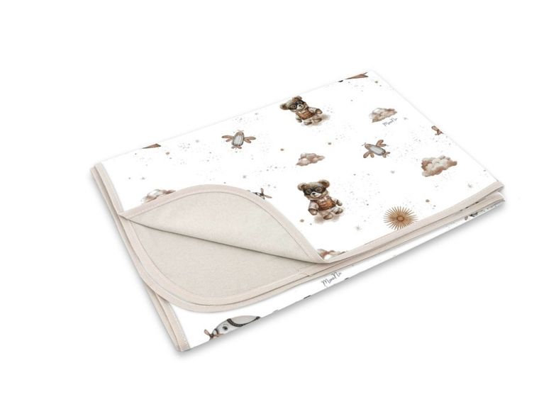 MimiNu, Misie, lekki kocyk dziecięcy, jersey, beż, 75-100 cm