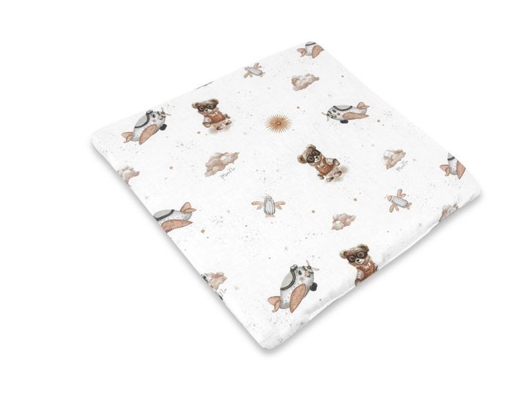 MimiNu, Misie, płaska poduszka, beż, 40-40 cm