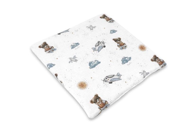 MimiNu, Misie, płaska poduszka, błękit, 40-40 cm