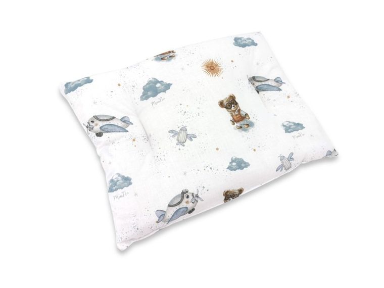 MimiNu, Misie, poduszka bawełniana, błękit, 30-40 cm