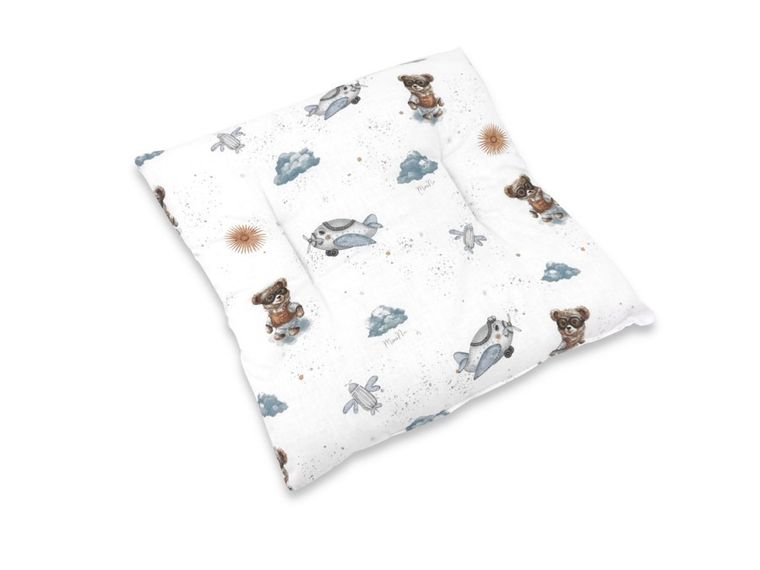 MimiNu, Misie, poduszka bawełniana, błękit, 40-40 cm