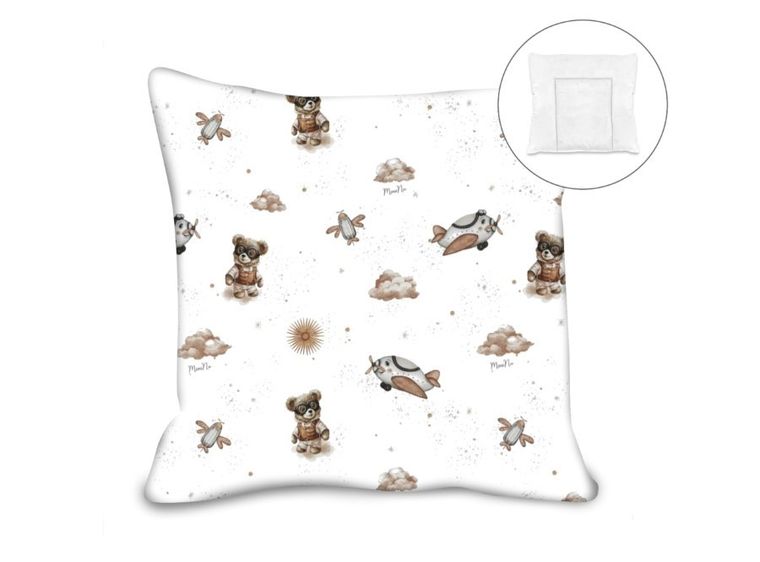 MimiNu, Misie, poduszka z poszewką, beż, 40-40 cm