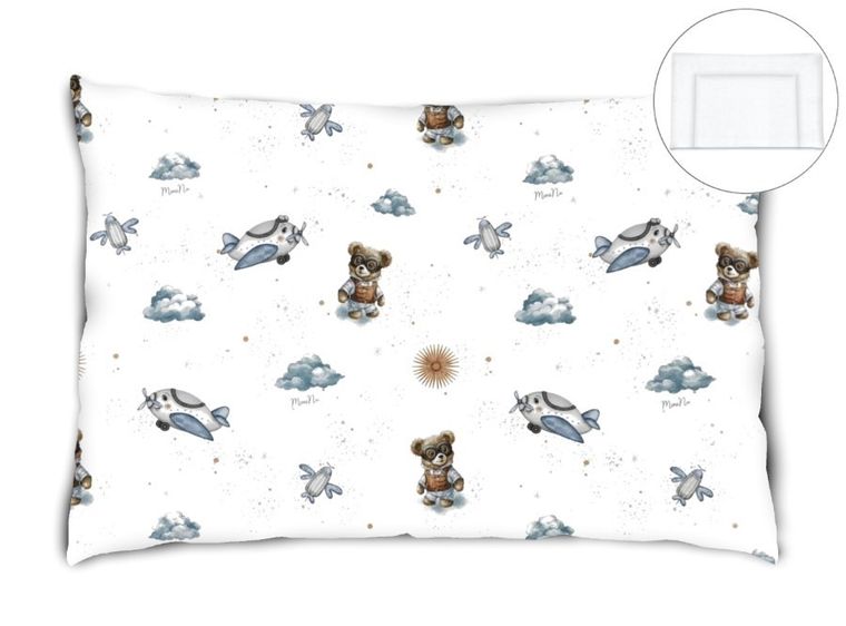 MimiNu, Misie, poduszka z poszewką, błękit, 40-60 cm