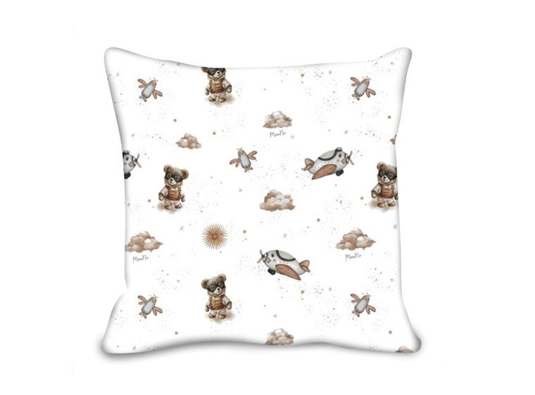 MimiNu, Misie, poszewka bawełniana, beż, 40-40 cm