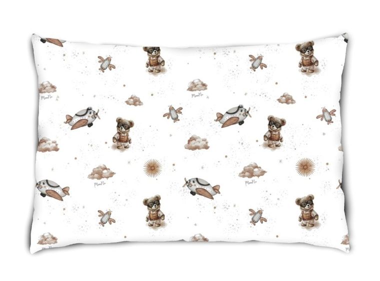 MimiNu, Misie, poszewka bawełniana, beż, 60-40 cm