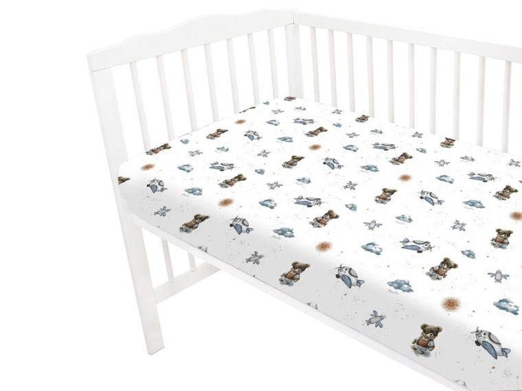 MimiNu, Misie, prześcieradło, błękit, 60-120 cm