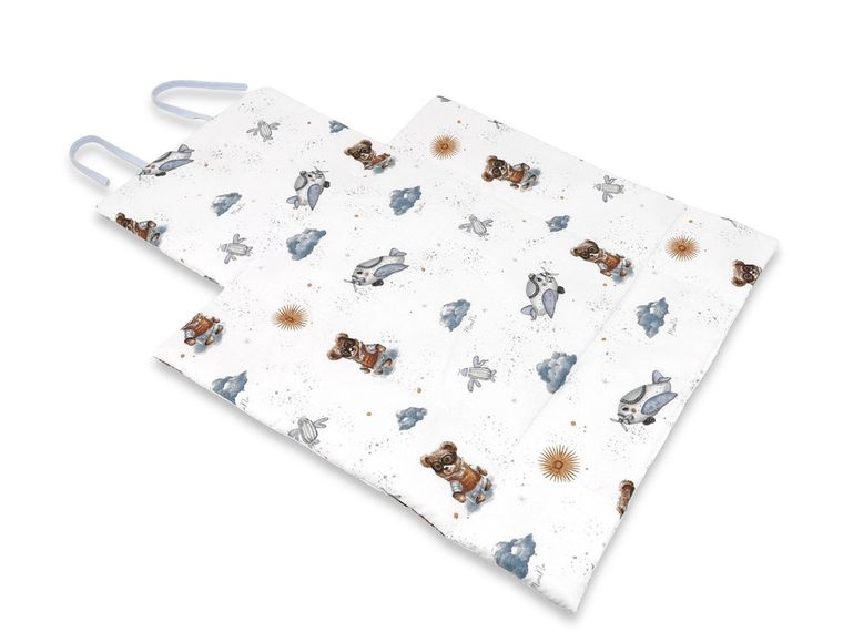 MimiNu, Misie, przewijak mobilny, bawełna, błękit, 70-50 cm