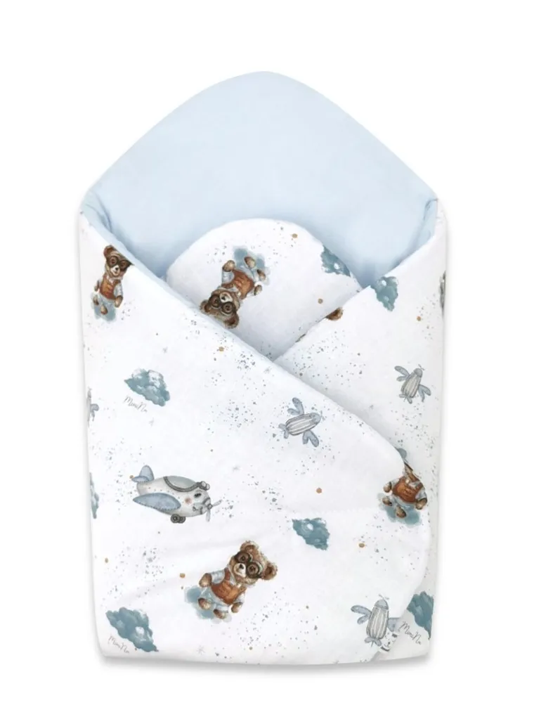 MimiNu, Misie, rożek niemowlęcy, błękit, 75-75 cm