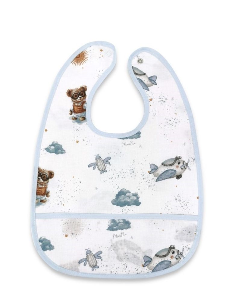 MimiNu, Misie, śliniak wodoodporny z kieszonką, błękit