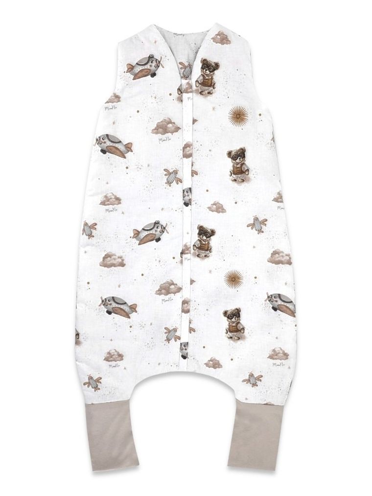 MimiNu, Misie, śpiworek do spania z nogawkami, beż, letni, TOG 0.5, rozmiar M, 2-6 l