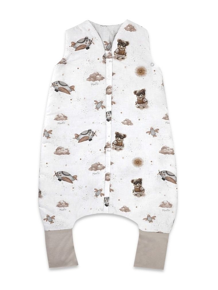 MimiNu, Misie, śpiworek do spania z nogawkami, beż, letni, TOG 0.5, rozmiar S, 1-2.5 l