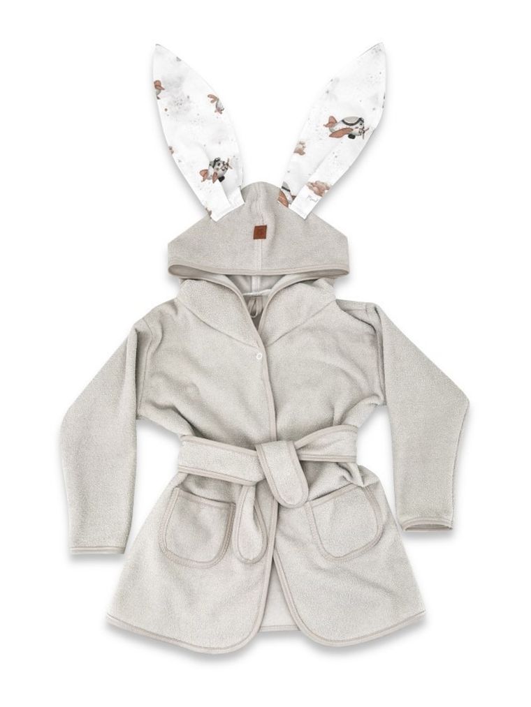 MimiNu, Misie, szlafrok termofrotte, beż, rozmiar 86